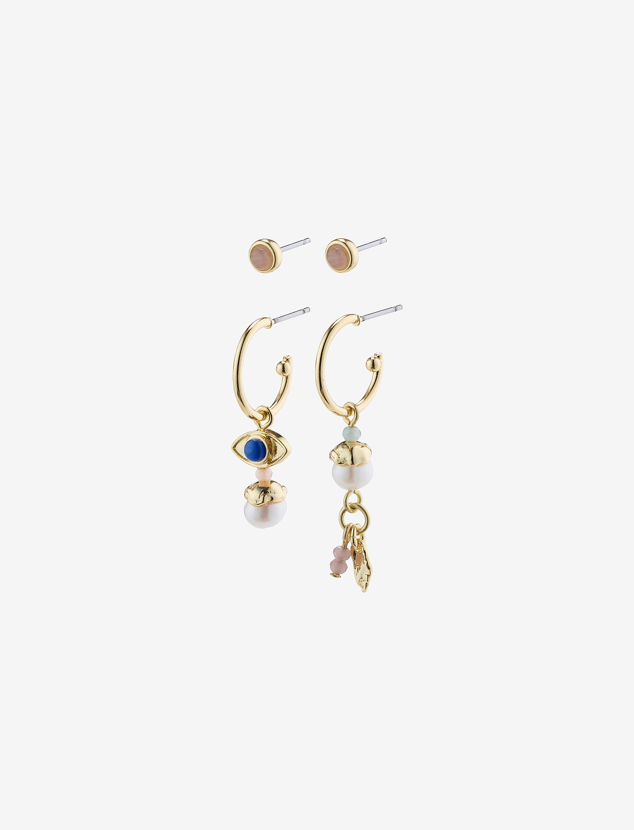 Pilgrim - THANKFUL asymmetric set earrings - gold plated - 0