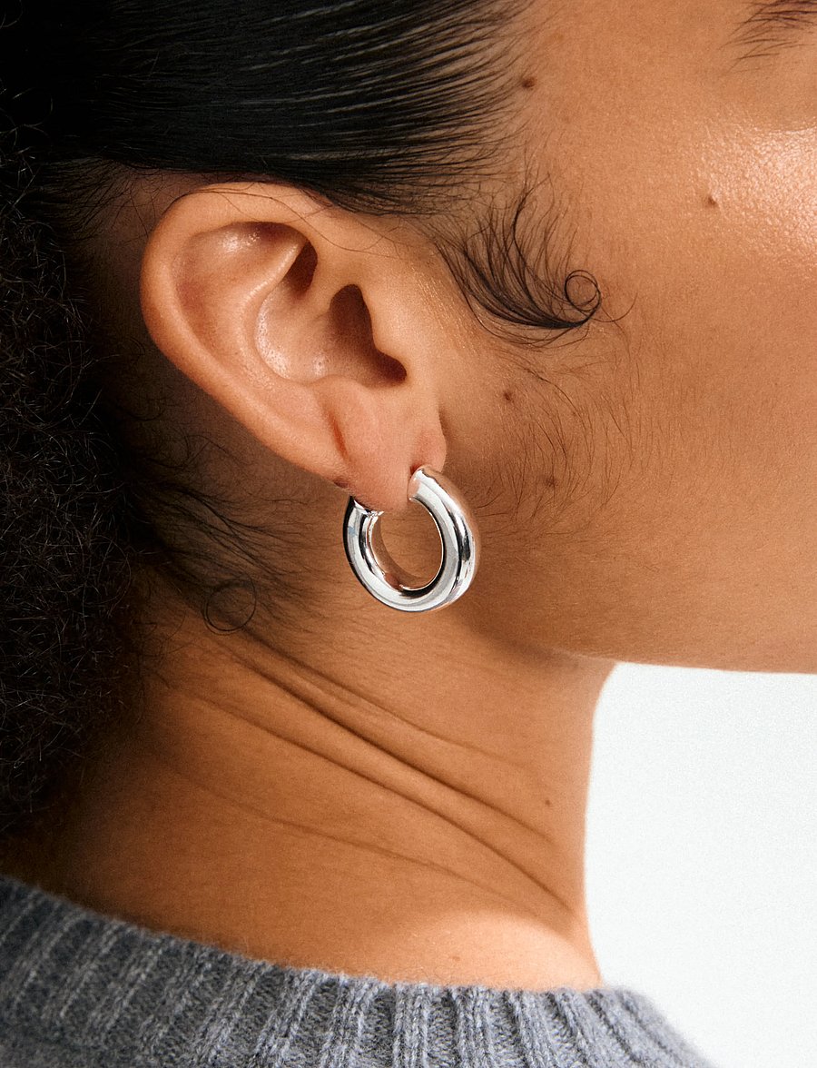 Pilgrim - PHASE large hoops silver-plated - cerceaux - silver plated - 3