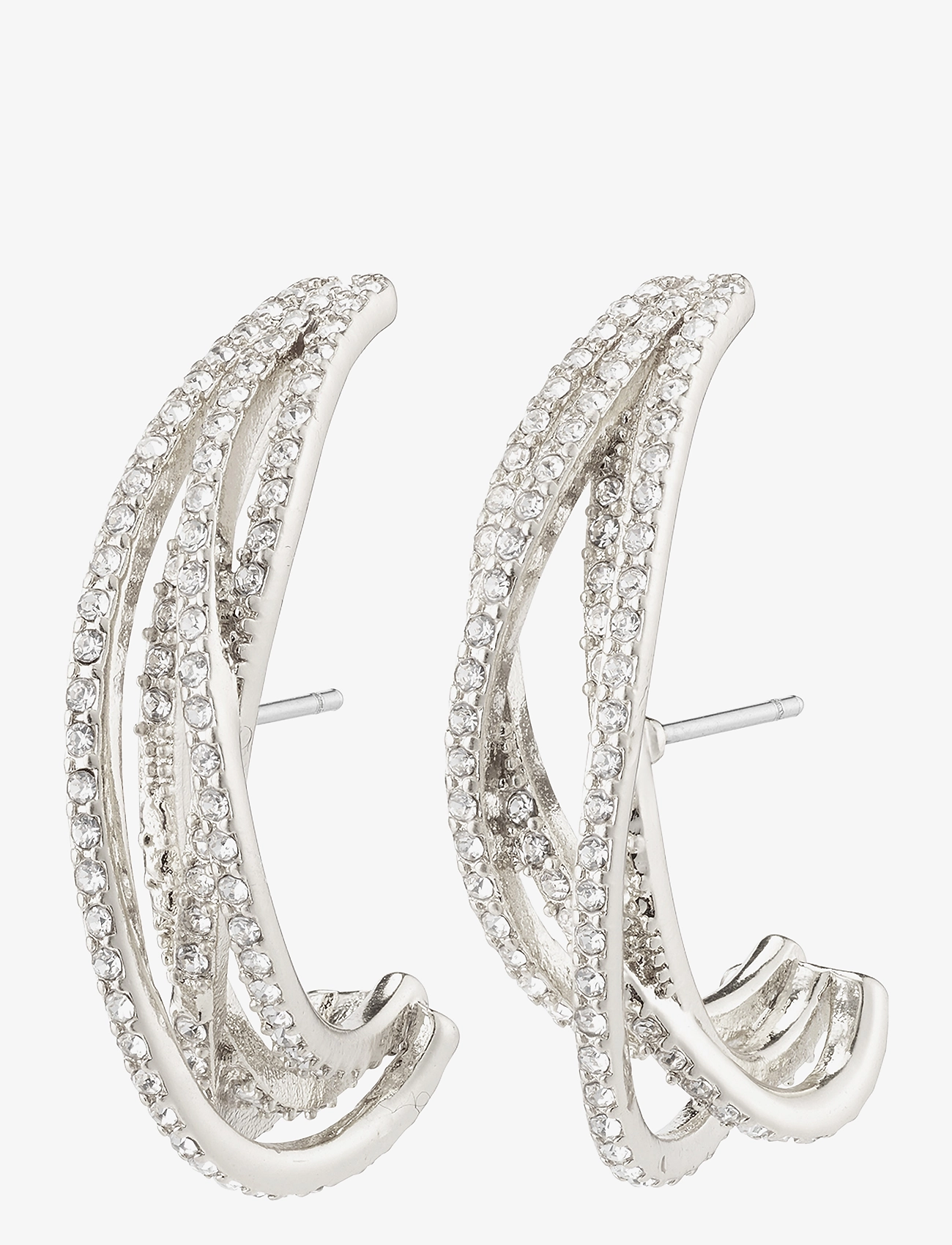 MARGOT crystal semi-hoops - SILVER PLATED