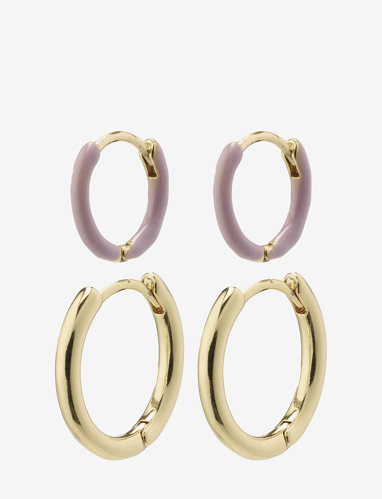 Pilgrim - MARIT purple hoop earrings 2-in-1 set - gold plated - 0
