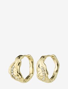 PIA organic shape crystal hoop earrings gold-plated, Pilgrim