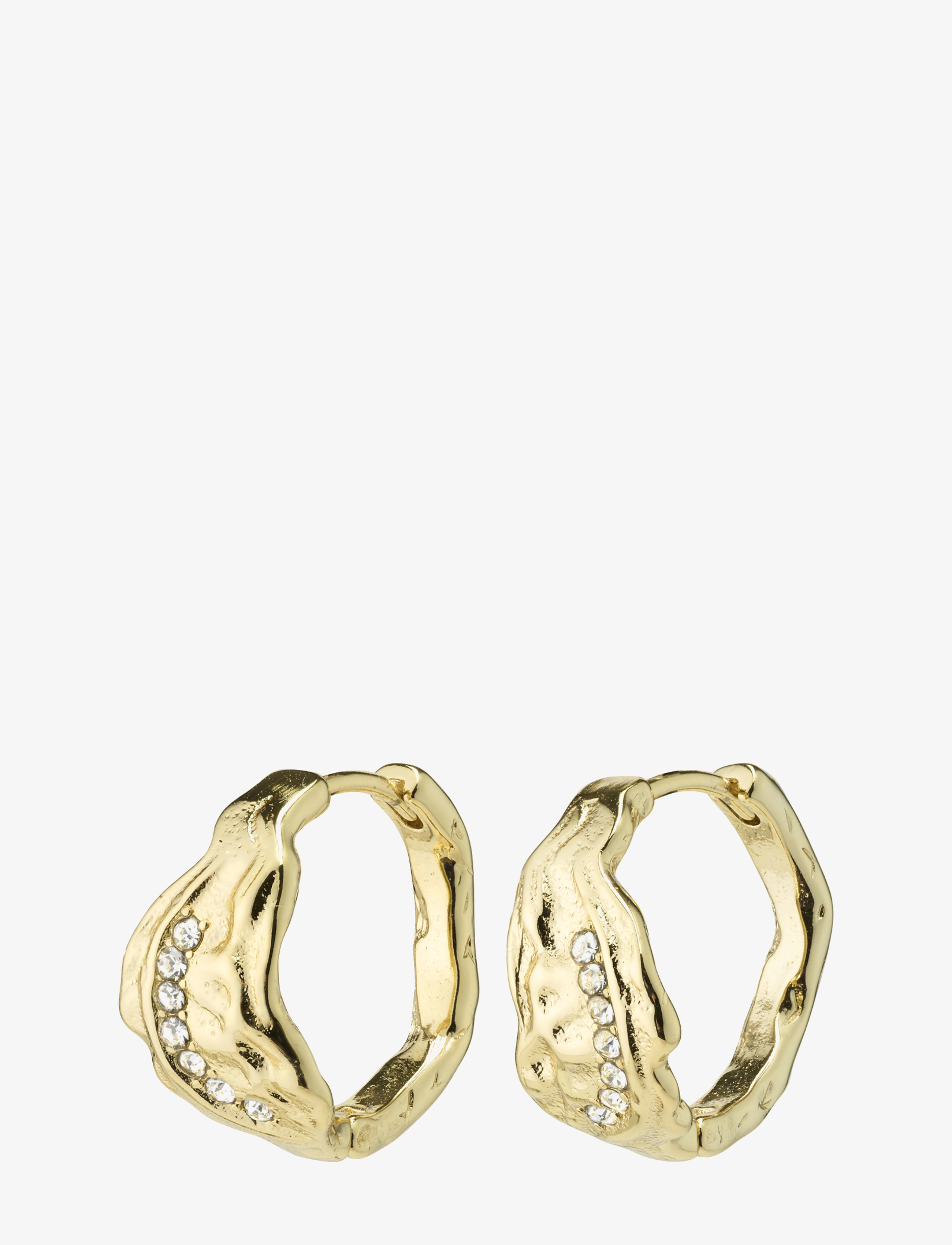 Pilgrim - PIA organic shape crystal hoop earrings gold-plated - gold plated - 1