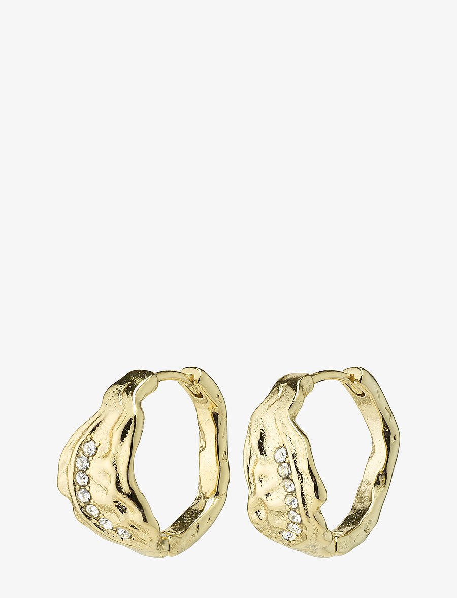 Pilgrim - PIA organic shape crystal hoop earrings gold-plated - gold plated - 1