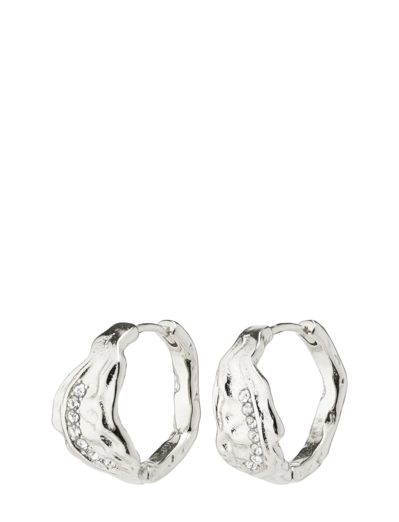 Pilgrim PIA organic shape crystal hoop earrings silver-plated - Accessoires - SILVER PLATED / silver