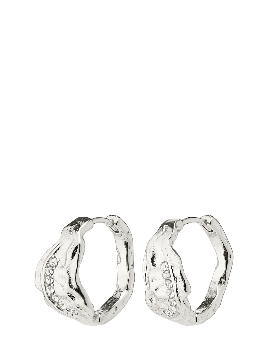 Pilgrim - PIA organic shape crystal hoop earrings silver-plated - silver plated - 1