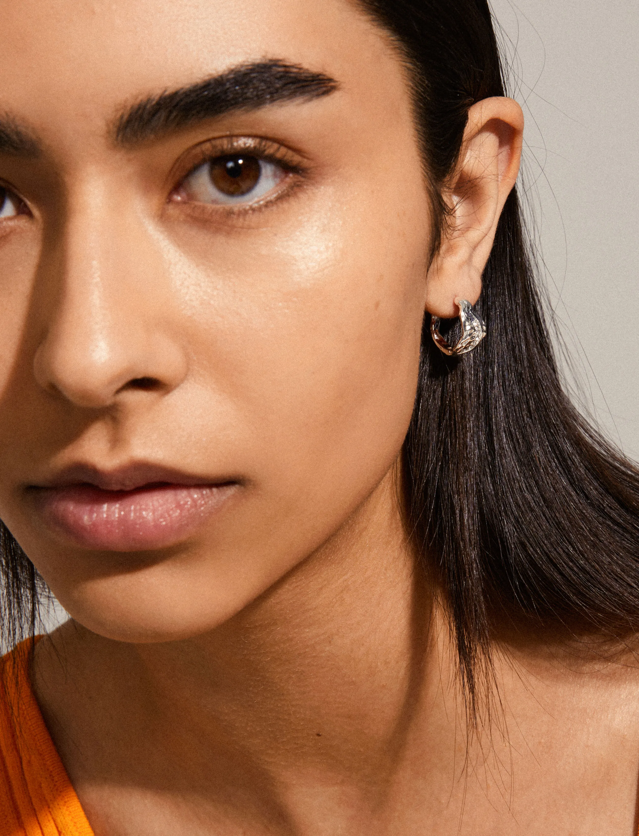 Pilgrim - PIA organic shape crystal hoop earrings silver-plated - silver plated - 0