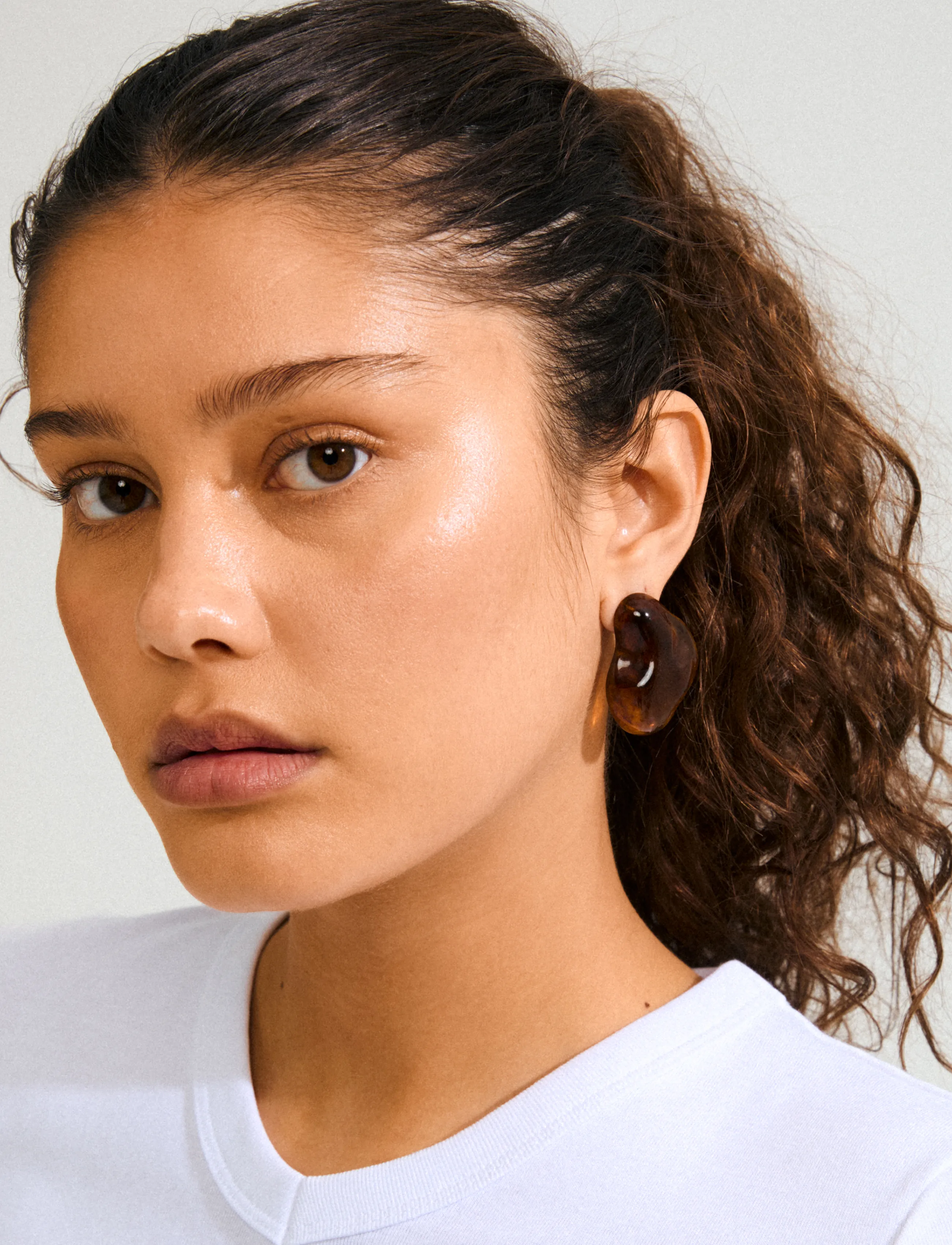 Pilgrim Lian Earrings Gold-Plated/Brown, One Size, Earrings, Braun - Studs, Frauen