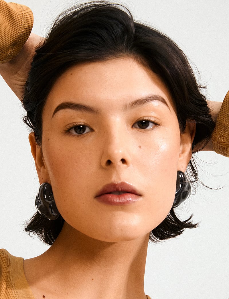 Pilgrim - LIAN earrings silver-plated/black - ohrstecker - silver plated - 0