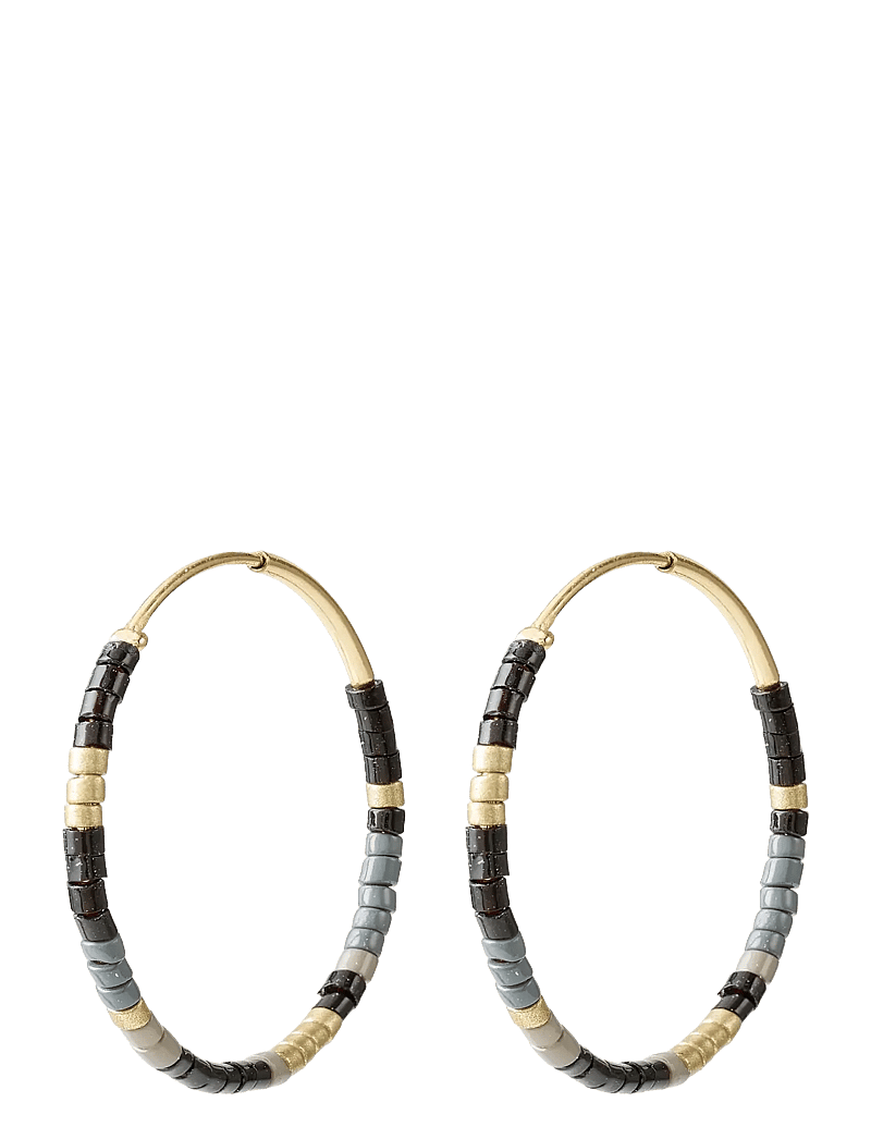 Pilgrim - ALISON earrings black, gold-plated - hoops kõrvarõngad - gold plated - 1