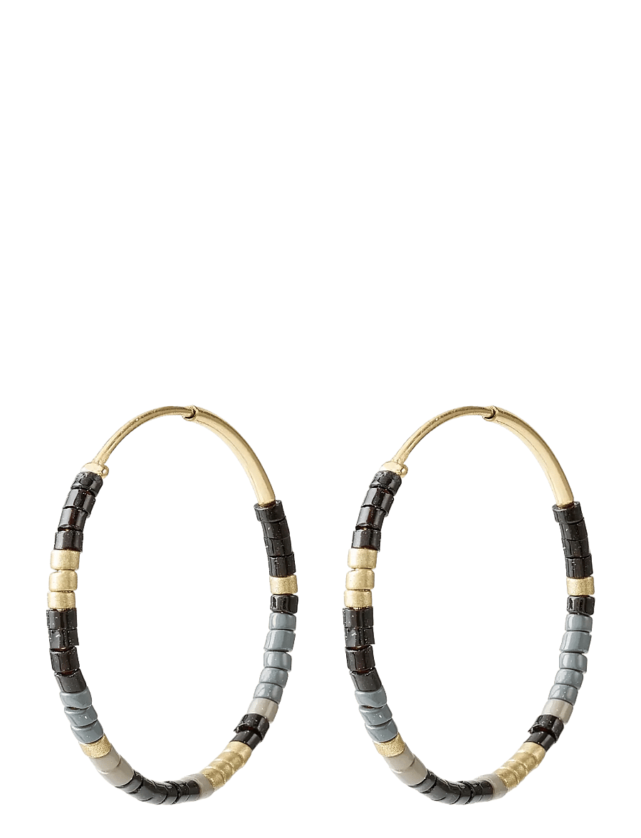 Pilgrim - ALISON earrings black, gold-plated - hoops - gold plated - 1