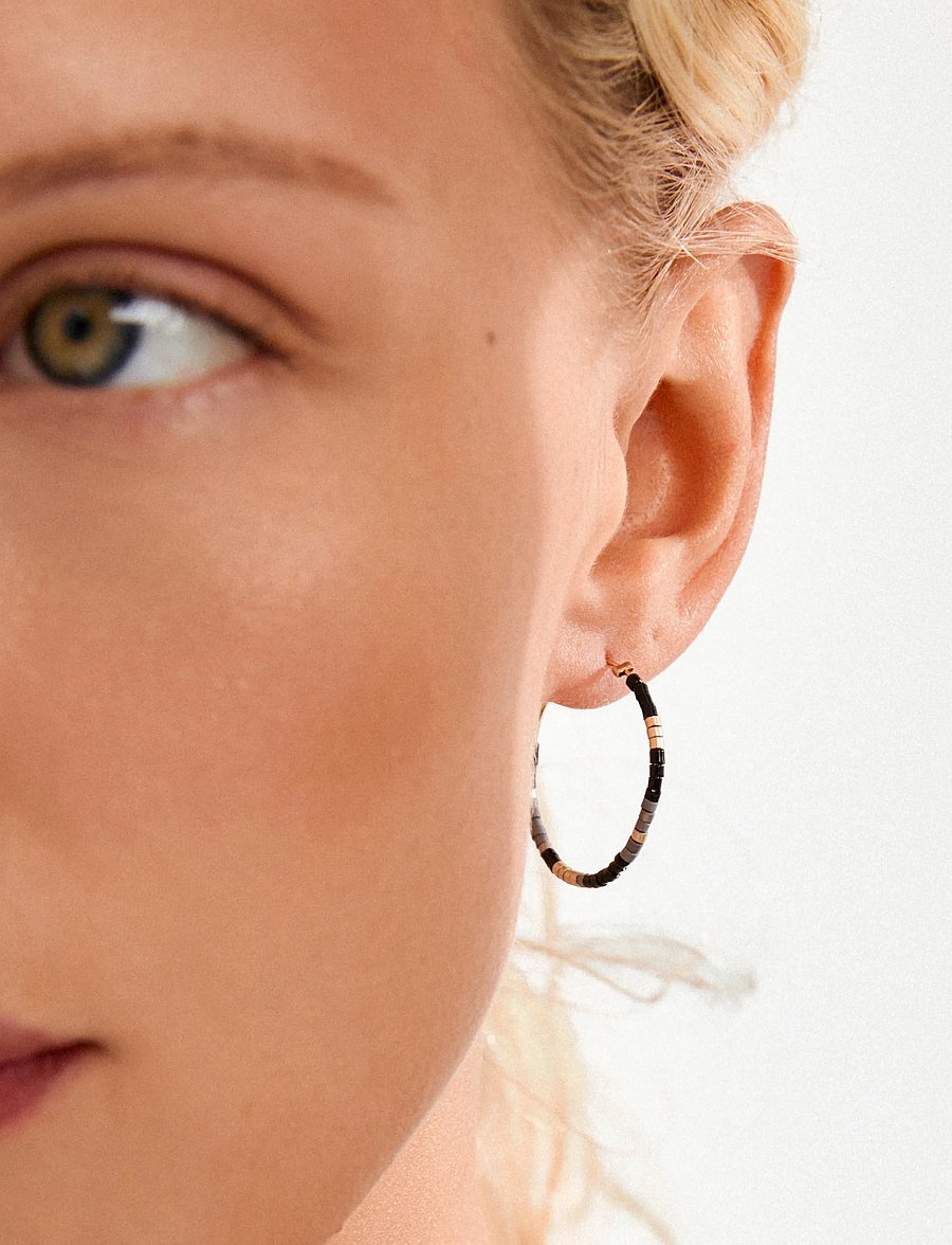 Pilgrim - ALISON earrings black, gold-plated - hoops - gold plated - 2
