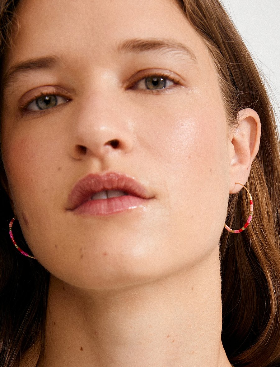 Pilgrim - ALISON earrings pink, gold-plated - hoops - gold plated - 0