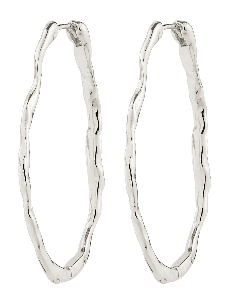 Pilgrim - TIMBER hoop earrings silver-plated - lanko formos auskarai - silver plated - 1