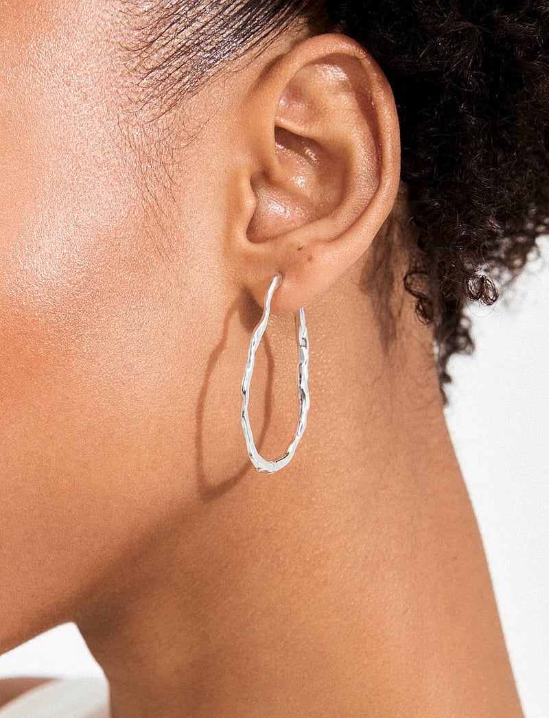 Pilgrim - TIMBER hoop earrings silver-plated - lanko formos auskarai - silver plated - 3