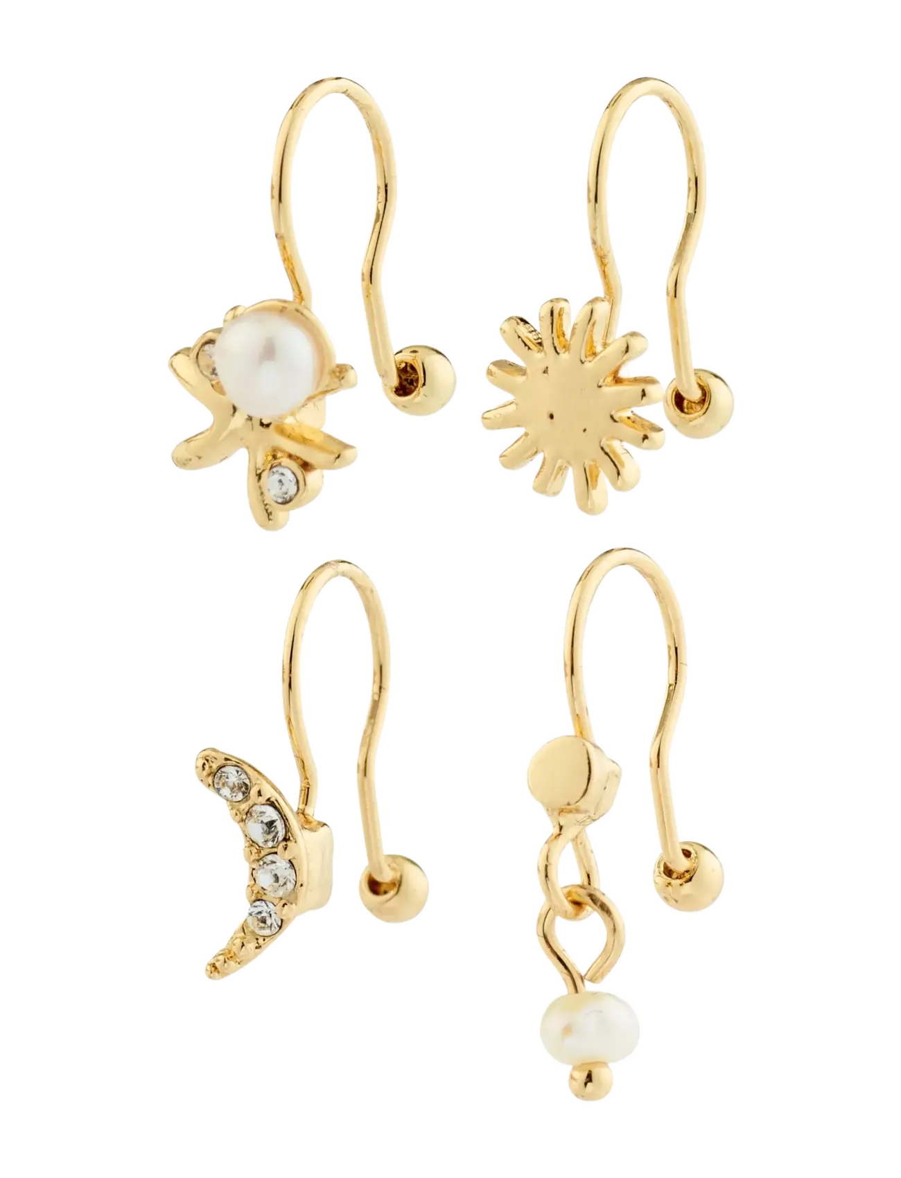 PILGRIM Evon Ear Cuff 4-In-1 Set, Gold-Plated Gold - One Size - Damen