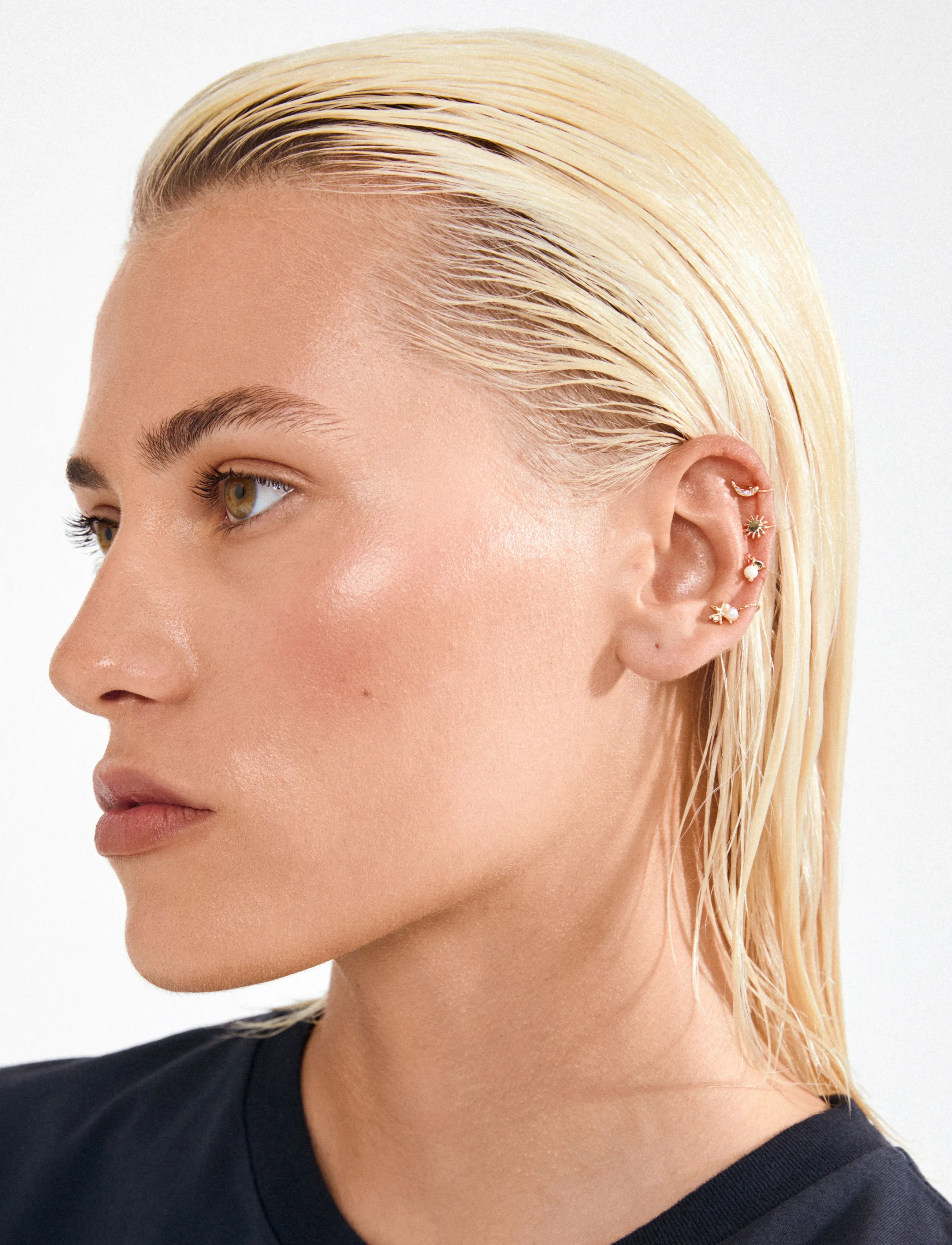 Pilgrim Evon Ear Cuff 4-In-1 Set, Gold-Plated, One Size, Gold, Øreringe > Ear Cuffs, Dame