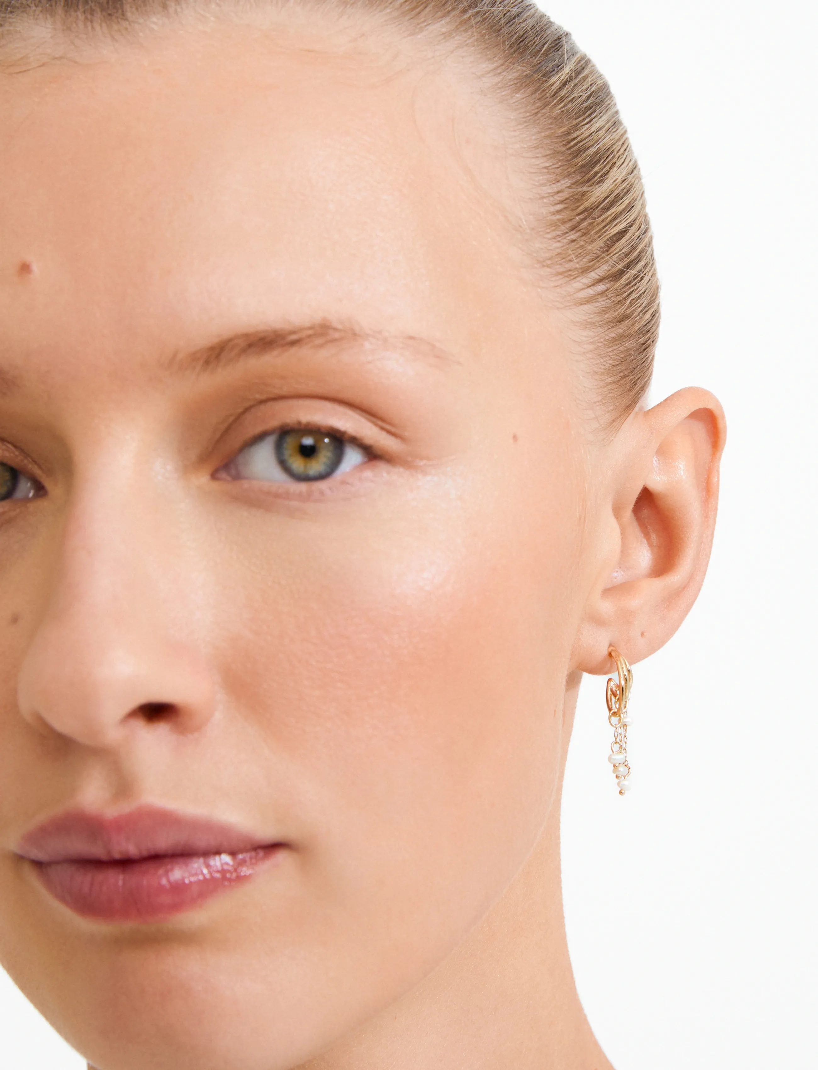 Pilgrim Lunith Earrings Gold-Plated, Kvinder, Perle Creol Øreringe, Guld, Str: ONE SIZE