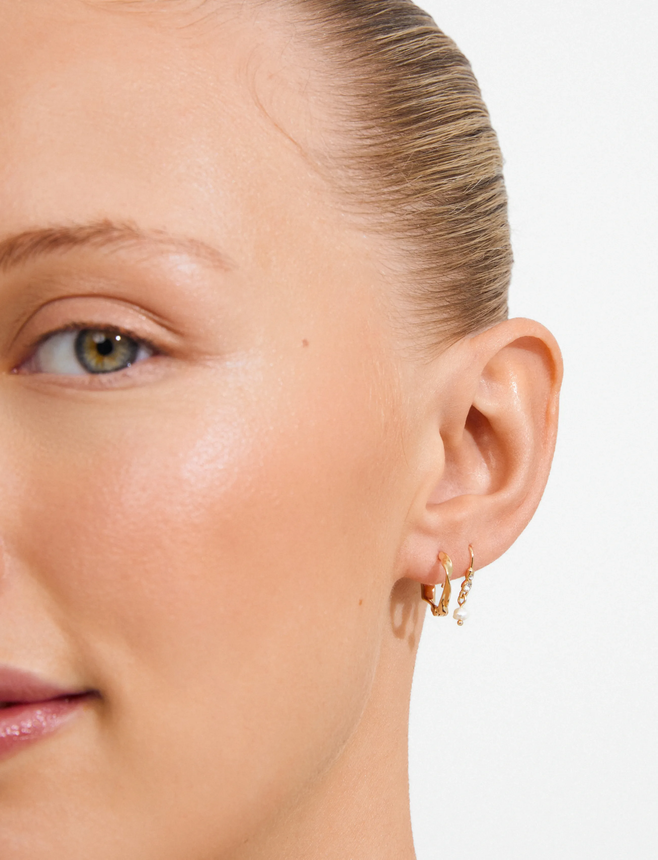 Pilgrim Morin Earrings 2-In-1 Set, Gold-Plated, One Size, Earrings, Gold - Hoops, Frauen