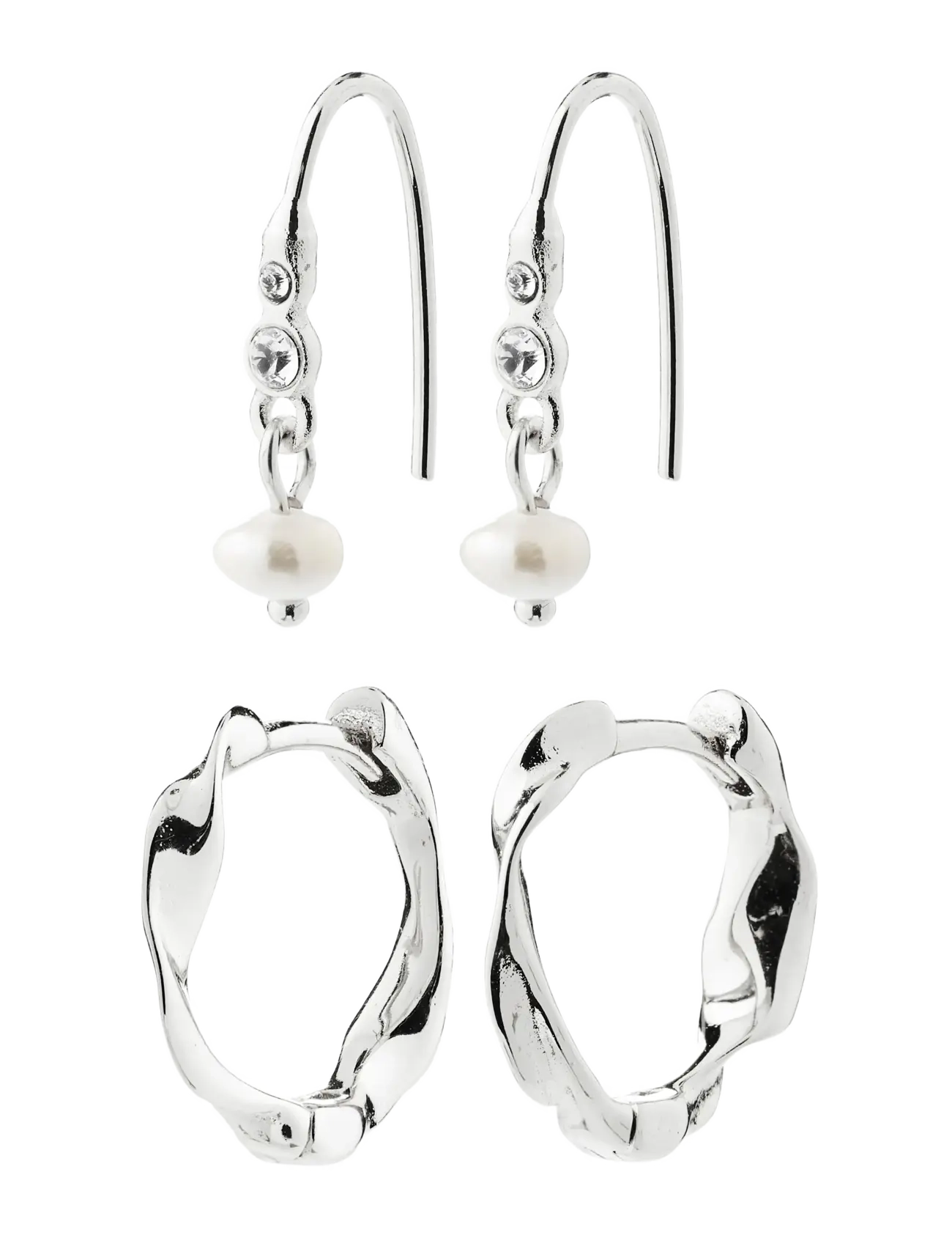 Pilgrim MORIN earrings 2-in-1 set, silver-plated - Oorbellen - SILVER PLATED / silver