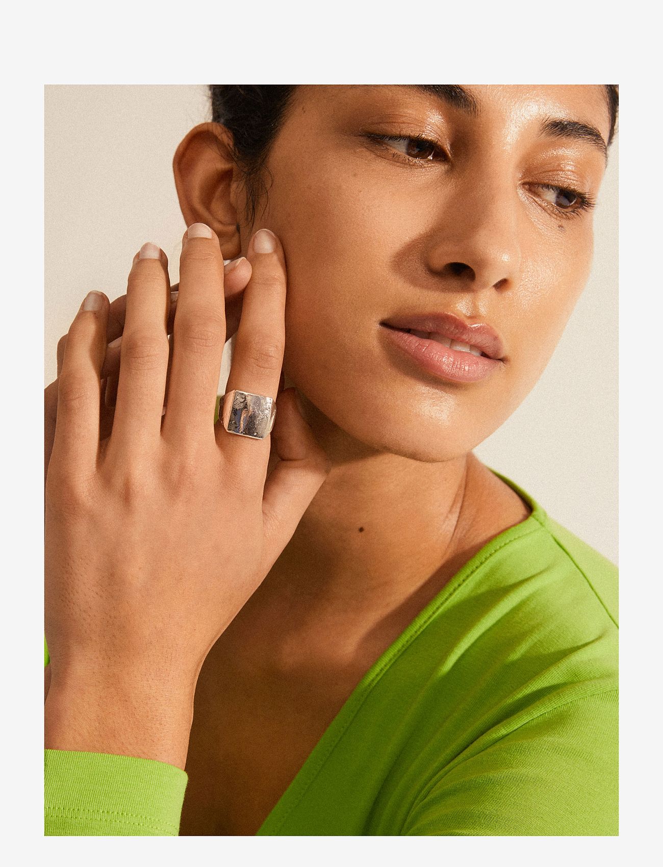 Pilgrim - ANNI rustic signet ring silver-plated - silver plated - 1