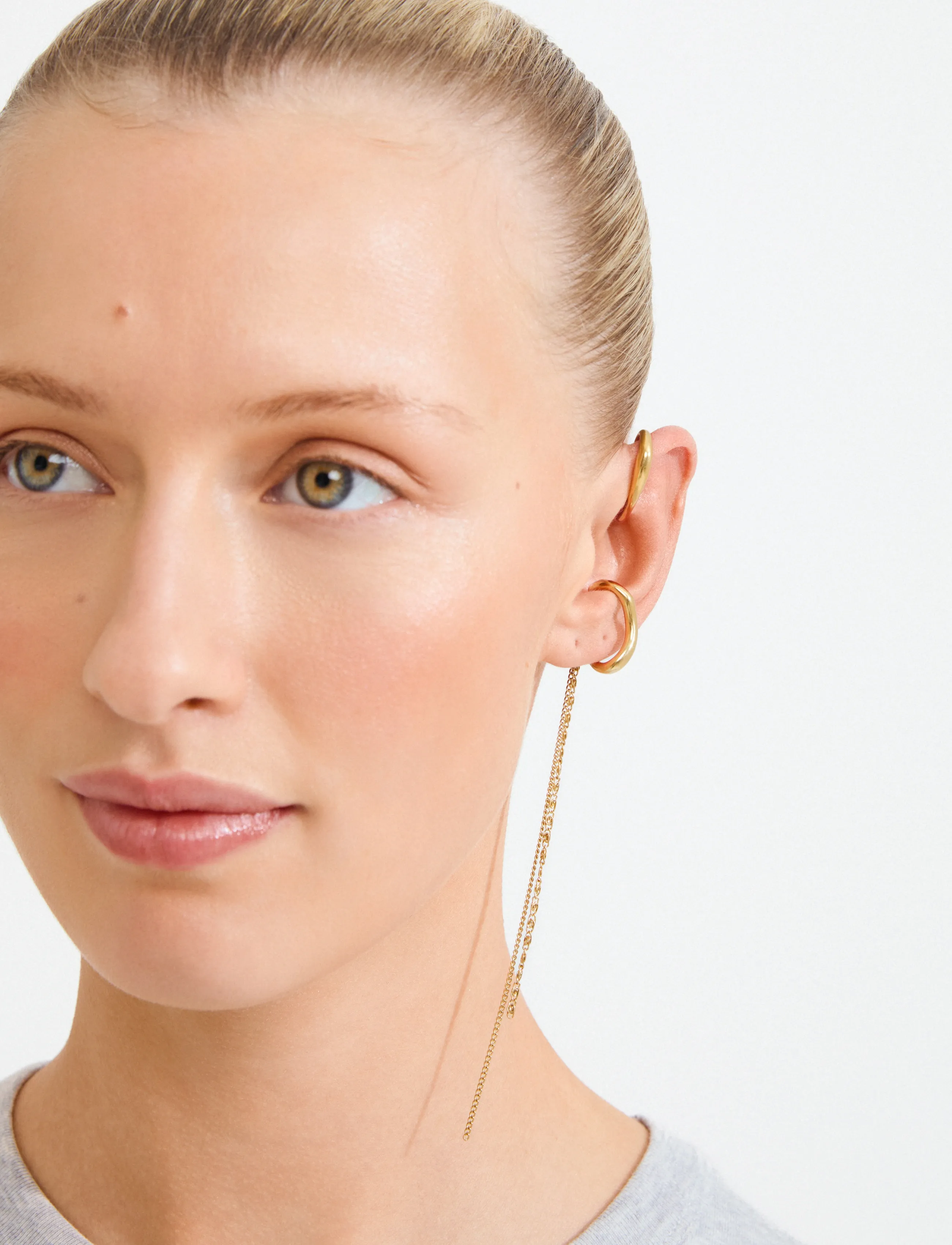 Pilgrim Evon Ear Cuff, 2-In-1 Set, Gold-Plated, Kvinder, Kæde Ear Cuff Sæt, Guld, Str: ONE SIZE