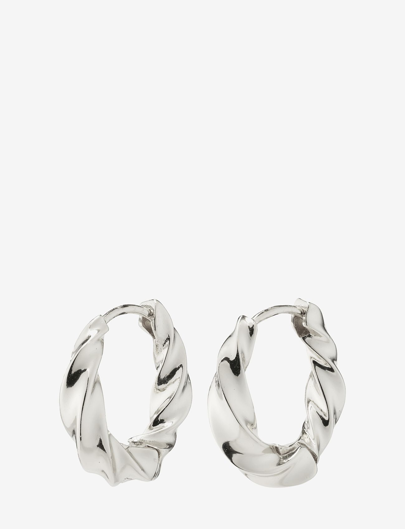Pilgrim - TAFFY recycled medium size swirl hoop earrings - creoler & hoops - silver plated - 1