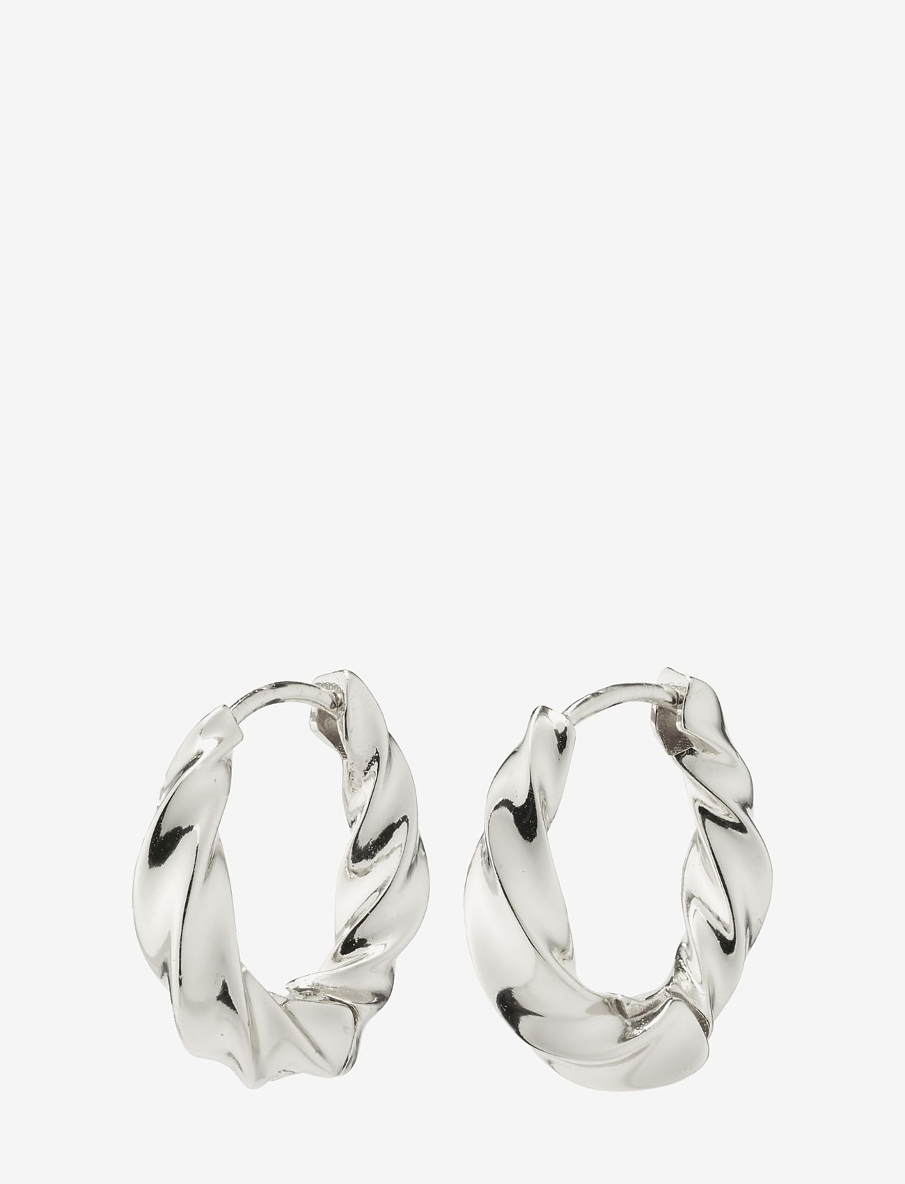 Pilgrim - TAFFY recycled medium size swirl hoop earrings silver-plated - lanko formos auskarai - silver plated - 0
