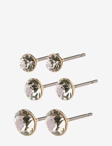 MILLIE crystal earrings, 3-in-1 set, gold-plated, Pilgrim
