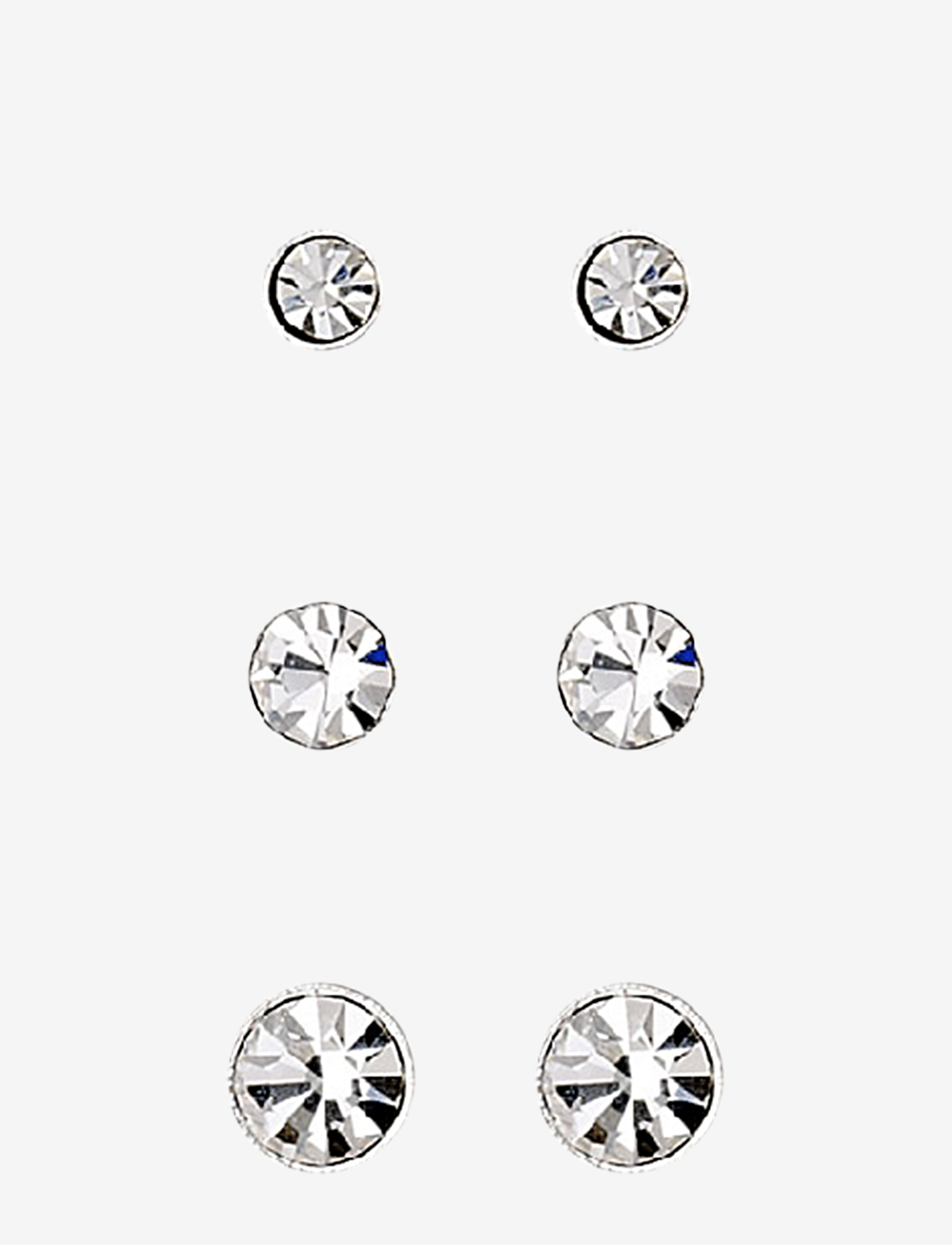 Millie 3-Pack Earrings Crystal Silver-Plated