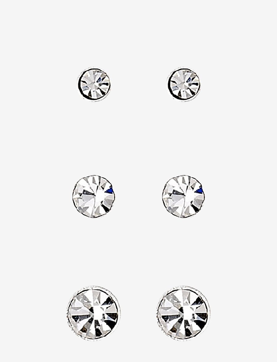 Pilgrim - MILLIE crystal earrings, 3-in-1 set - stud oorbellen - silver plated - 0