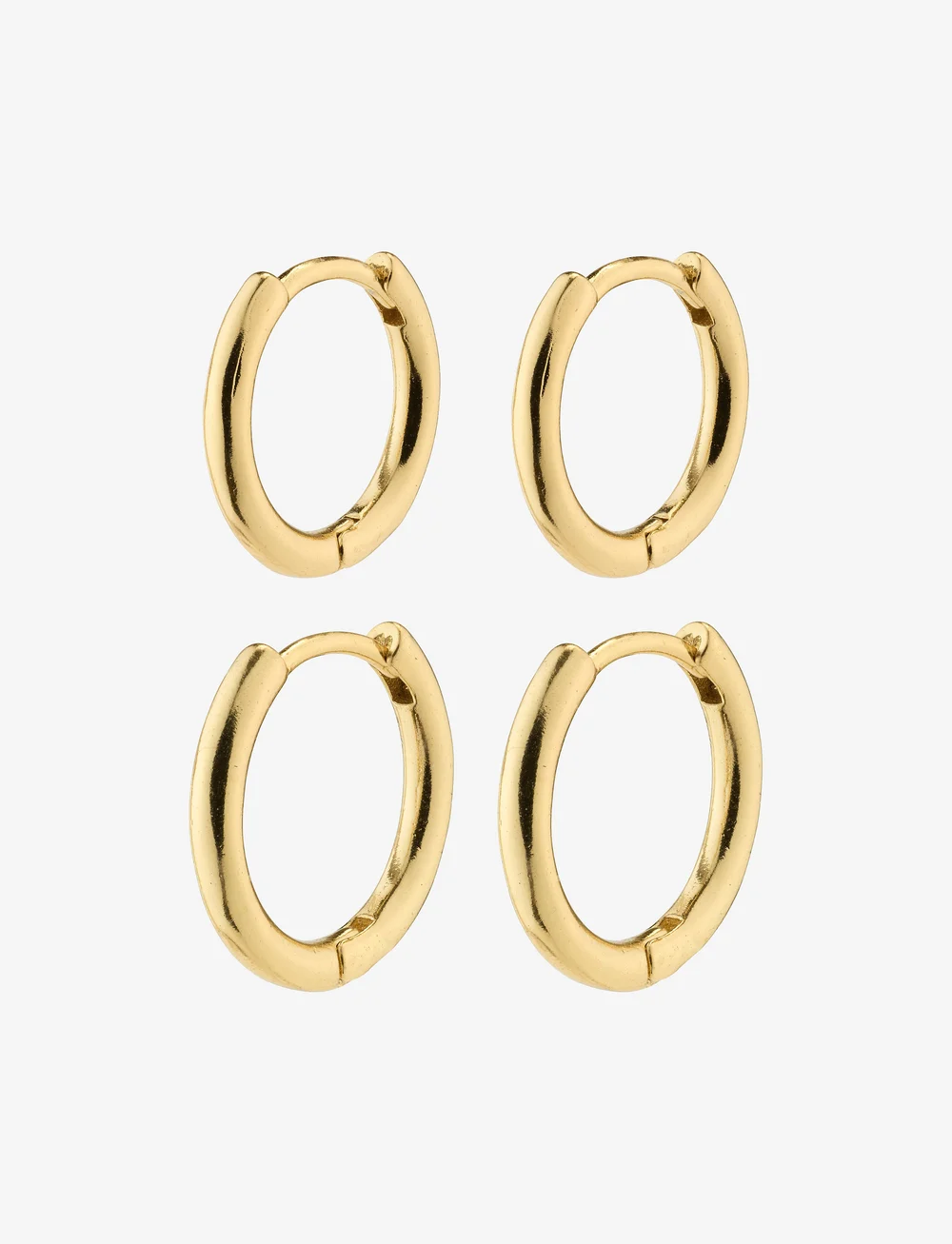 Pilgrim - LEAF recycled 2-in-1 set huggie hoops - hoops - gold plated - 1