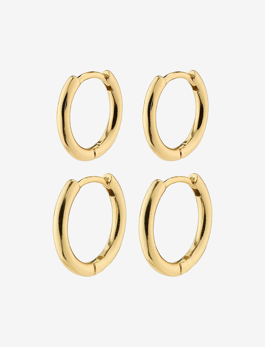Pilgrim - LEAF recycled 2-in-1 set huggie hoops - hoops - gold plated - 1