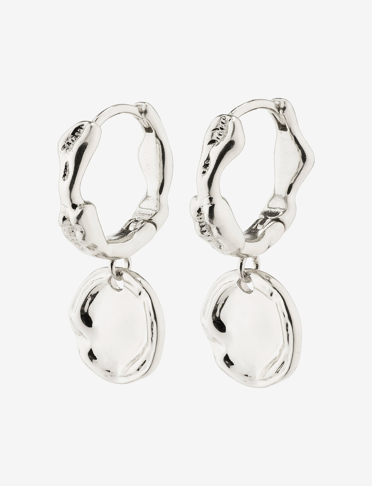 Pilgrim - LEAF coin hoops silver-plated - creoler & hoops - silver plated - 1