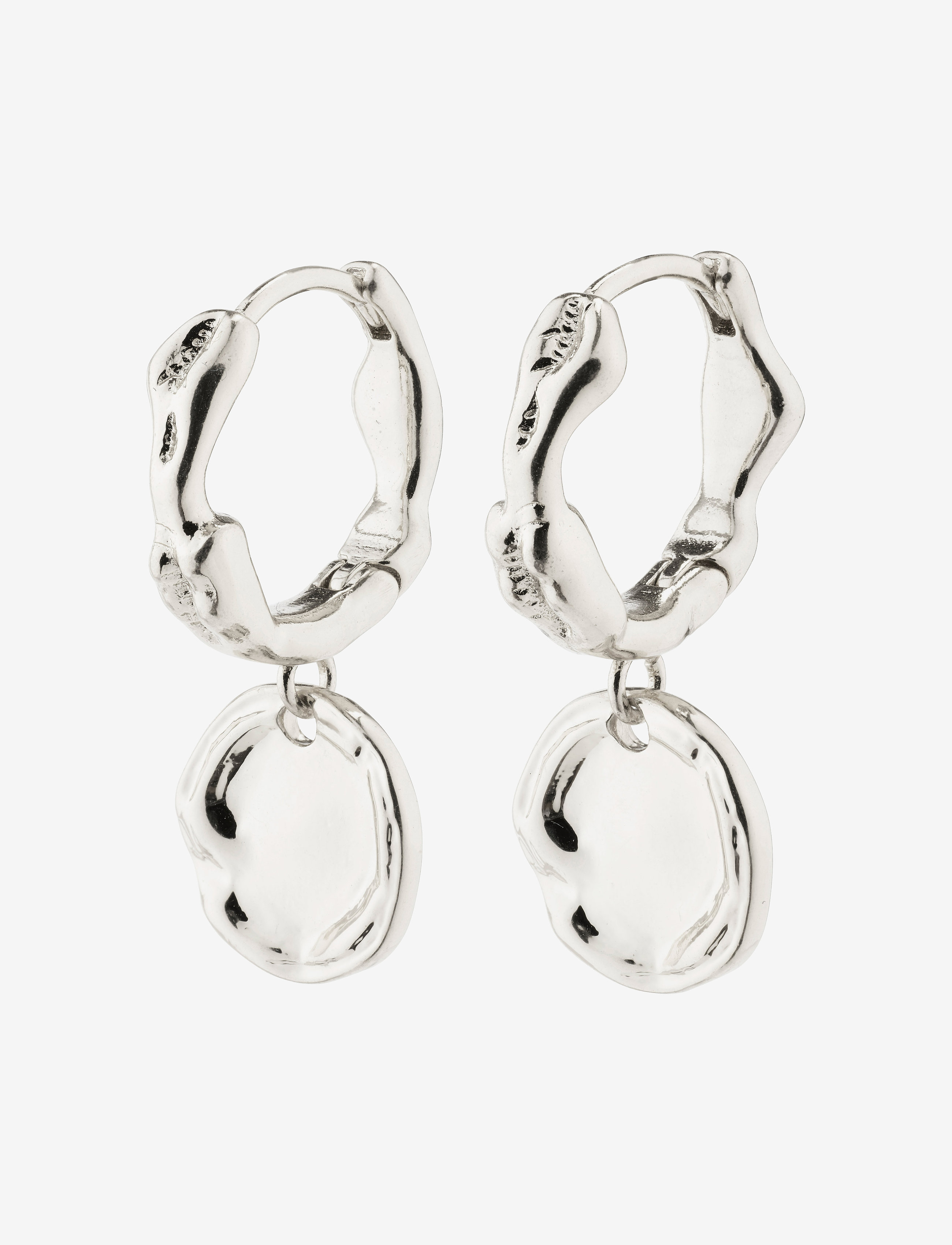 Pilgrim LEAF coin hoops silver-plated - Øreringe - SILVER PLATED / silver