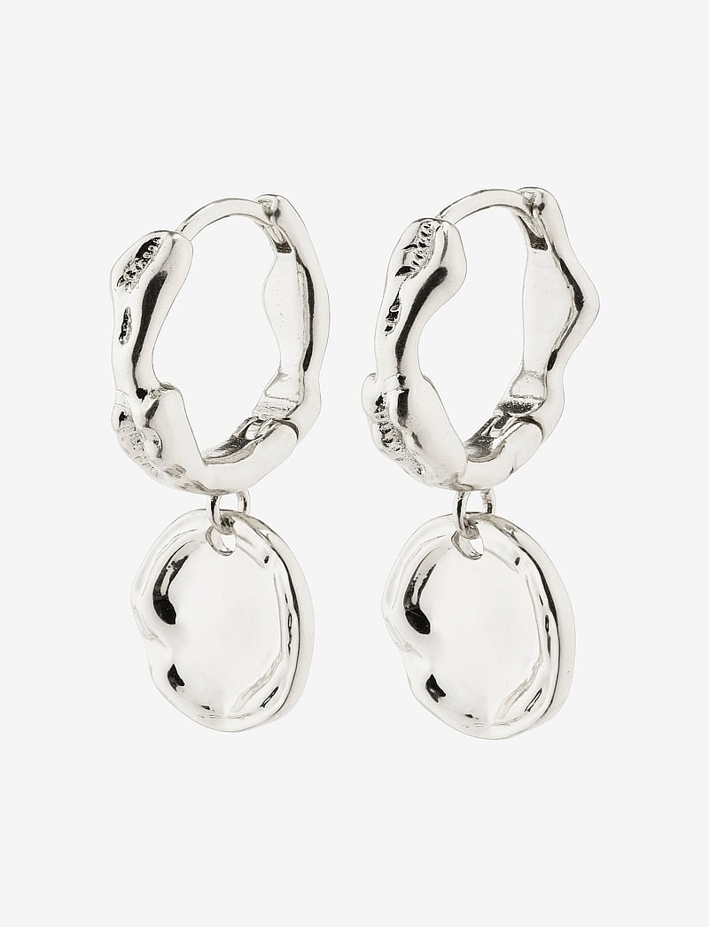 Pilgrim - LEAF coin hoops silver-plated - kreolen - silver plated - 1