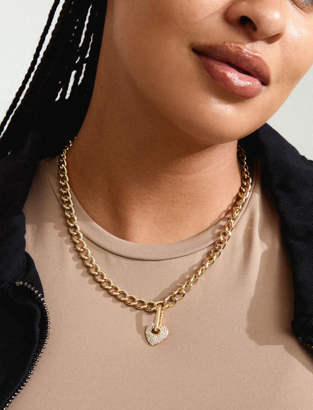 Pilgrim - CHARM crystal heart pendant gold-plated - konfirmation - gold plated - 0