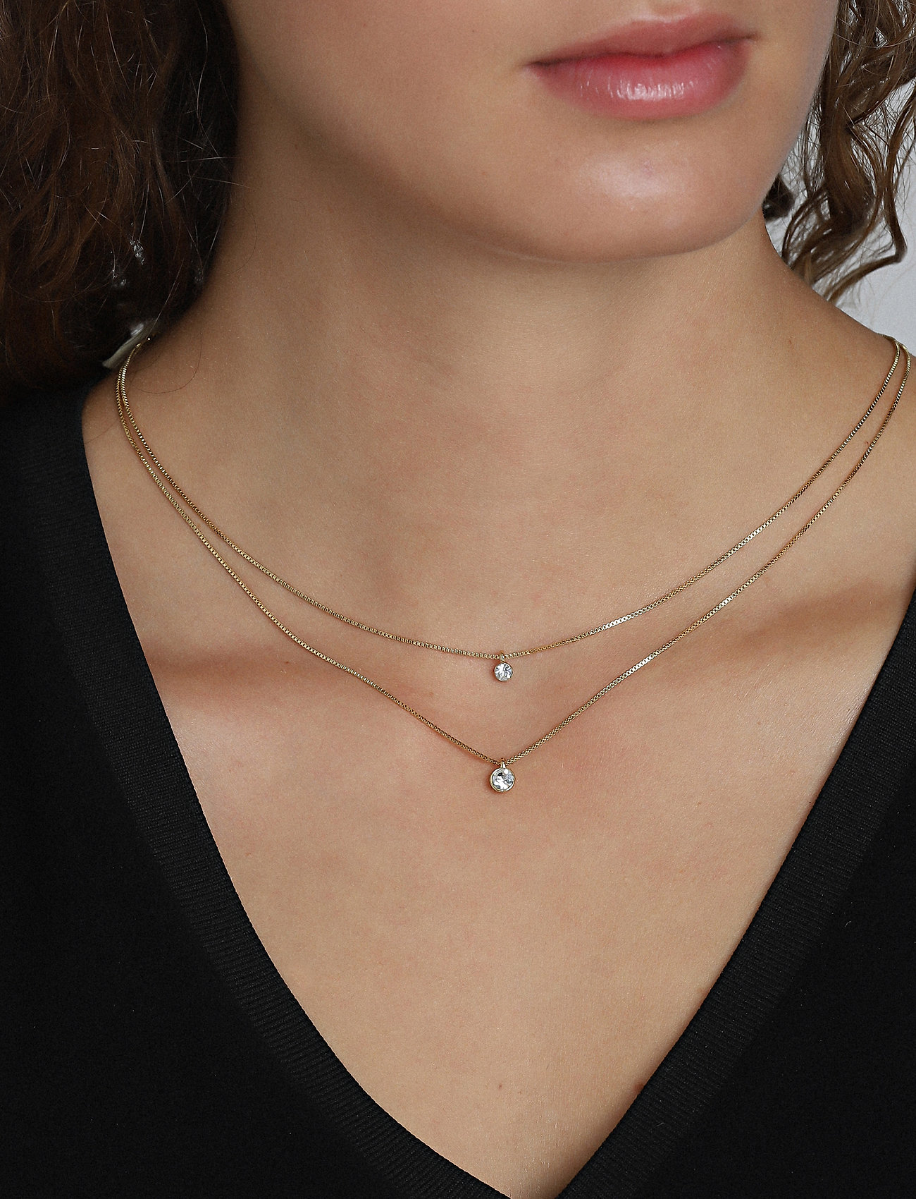 Pilgrim Lucia Recycled 2-In-1 Crystal Necklace, Kvinder, Lagdelt Krystal Halskæde, Guld, Str: ONE SIZE