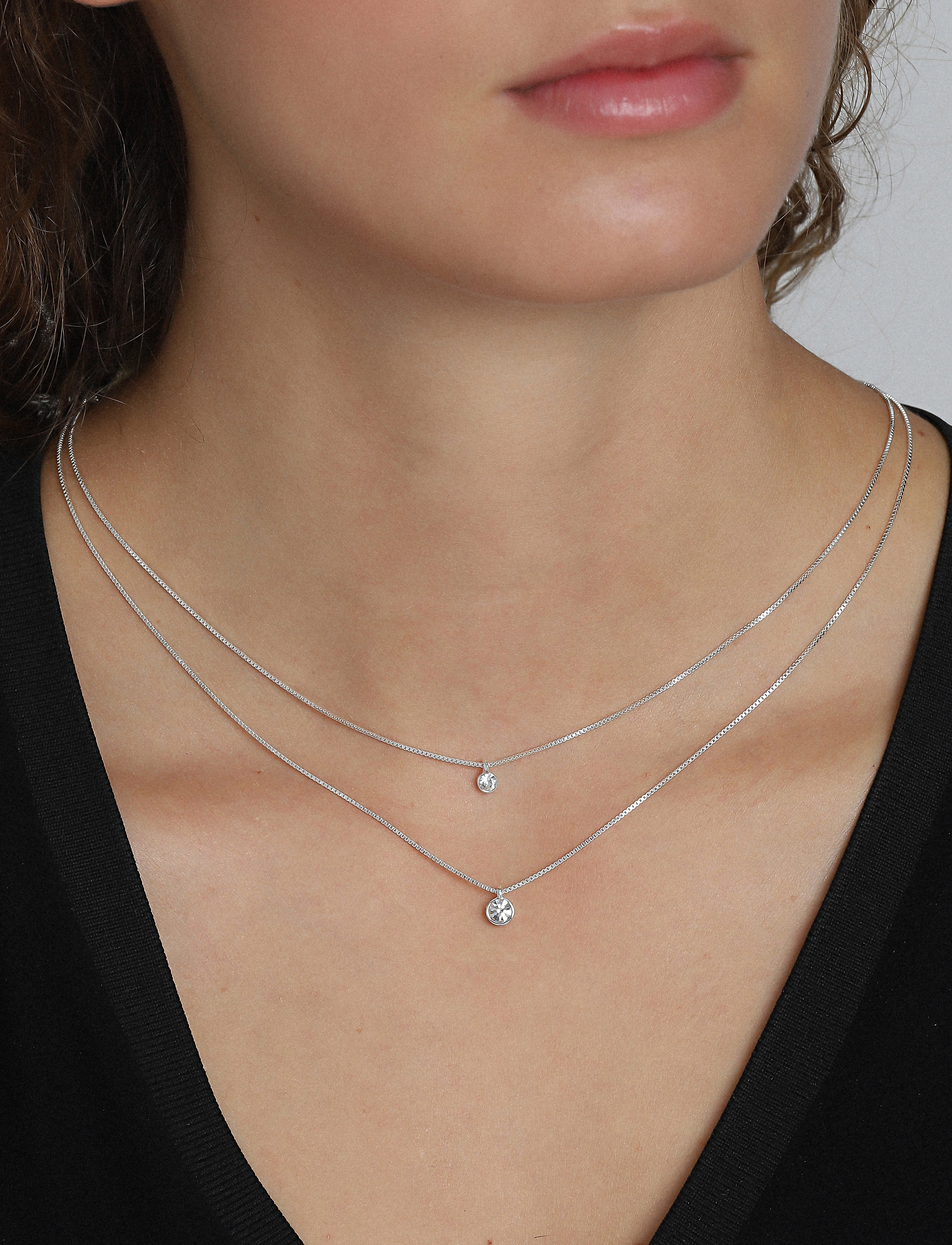 Pilgrim Lucia Recycled 2-In-1 Crystal Necklace, One Size, Necklaces, Silber - Dainty Frauen