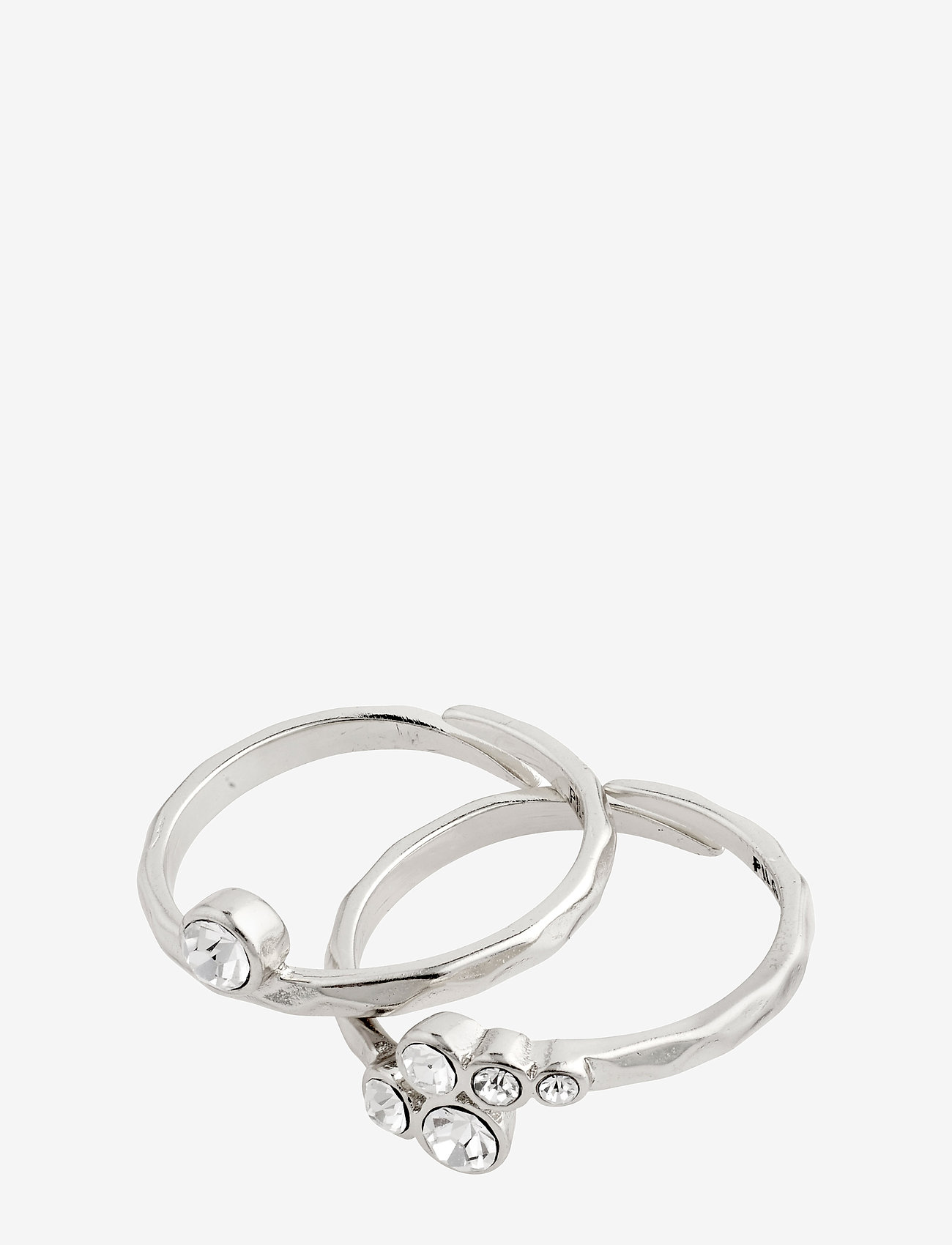 FRAN crystal rings 2-in-1 set silver-plated - SILVER PLATED