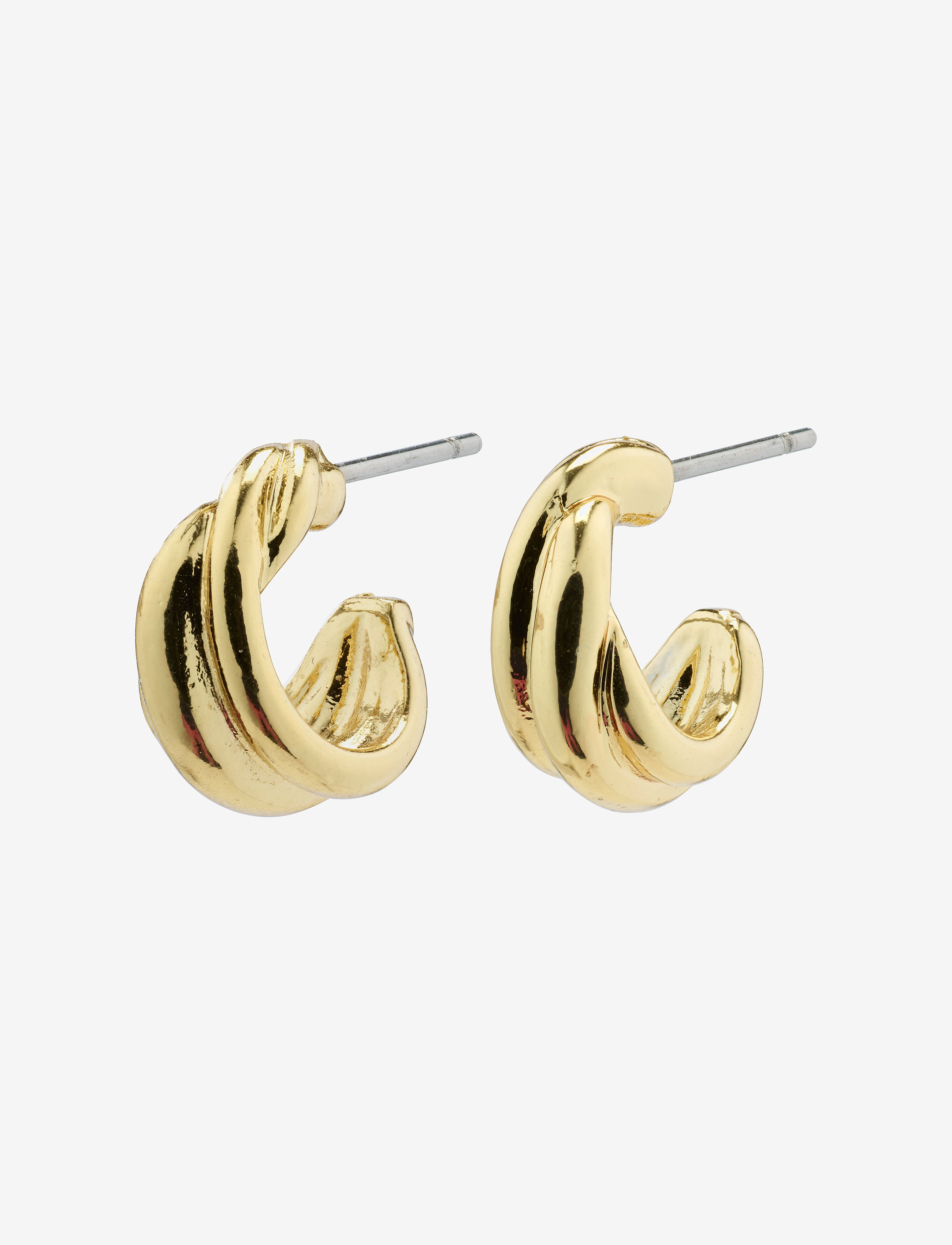 Pilgrim - JONNA recycled twirl huggie hoop earrings - gold plated - 1