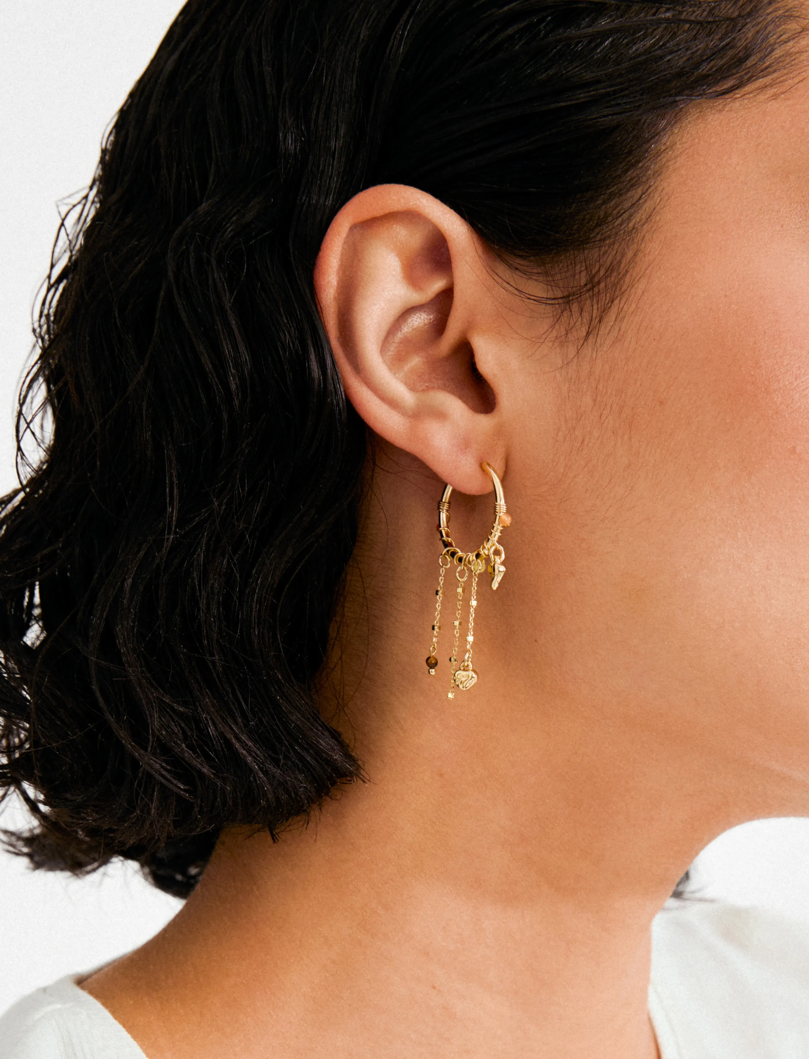 Pilgrim Mylan Earrings Gold-Plated, Kvinder, Charm Hoop Øreringe, Guld, Str: ONE SIZE
