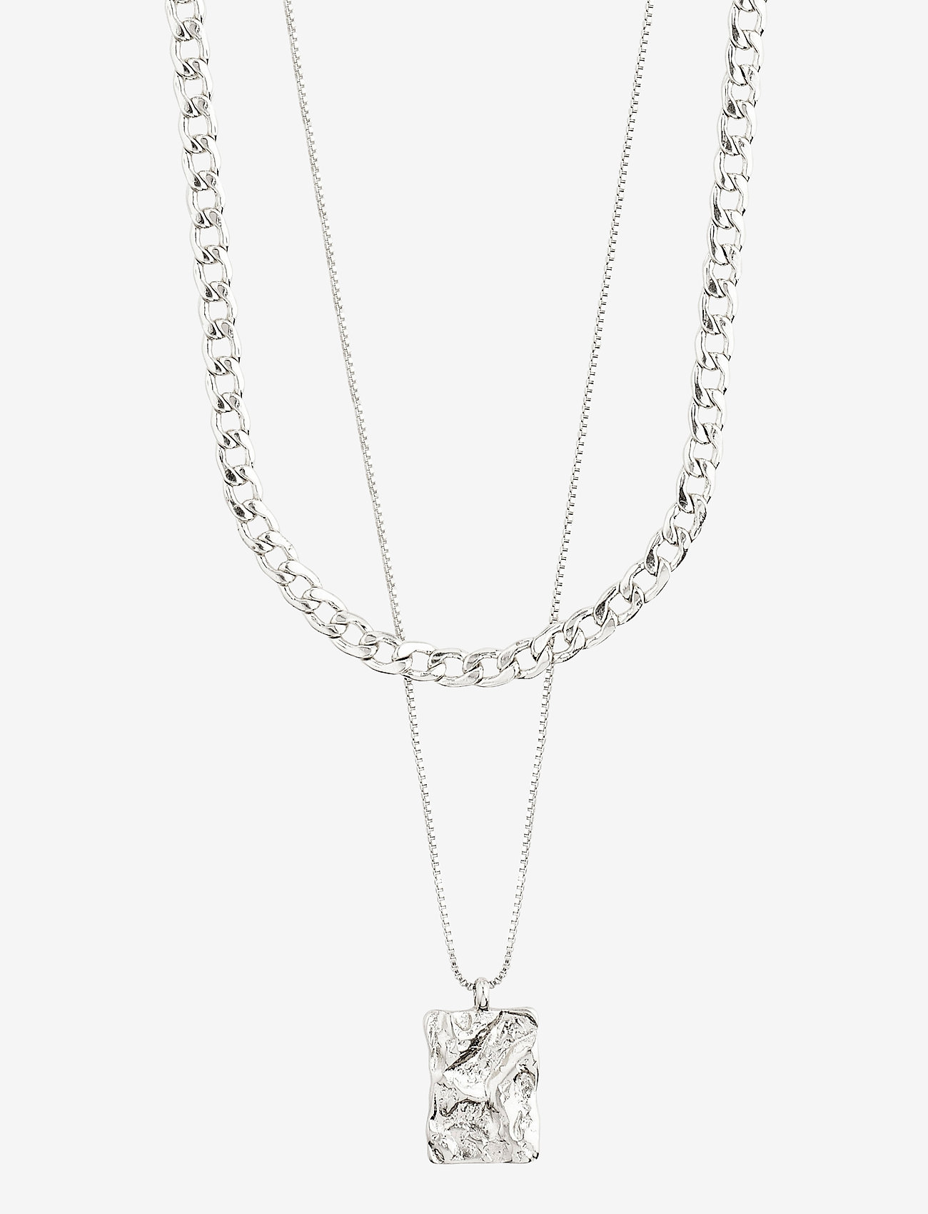 Pilgrim - BATHILDA recycled 2-in-1 necklace - statement halskæder - silver plated - 0