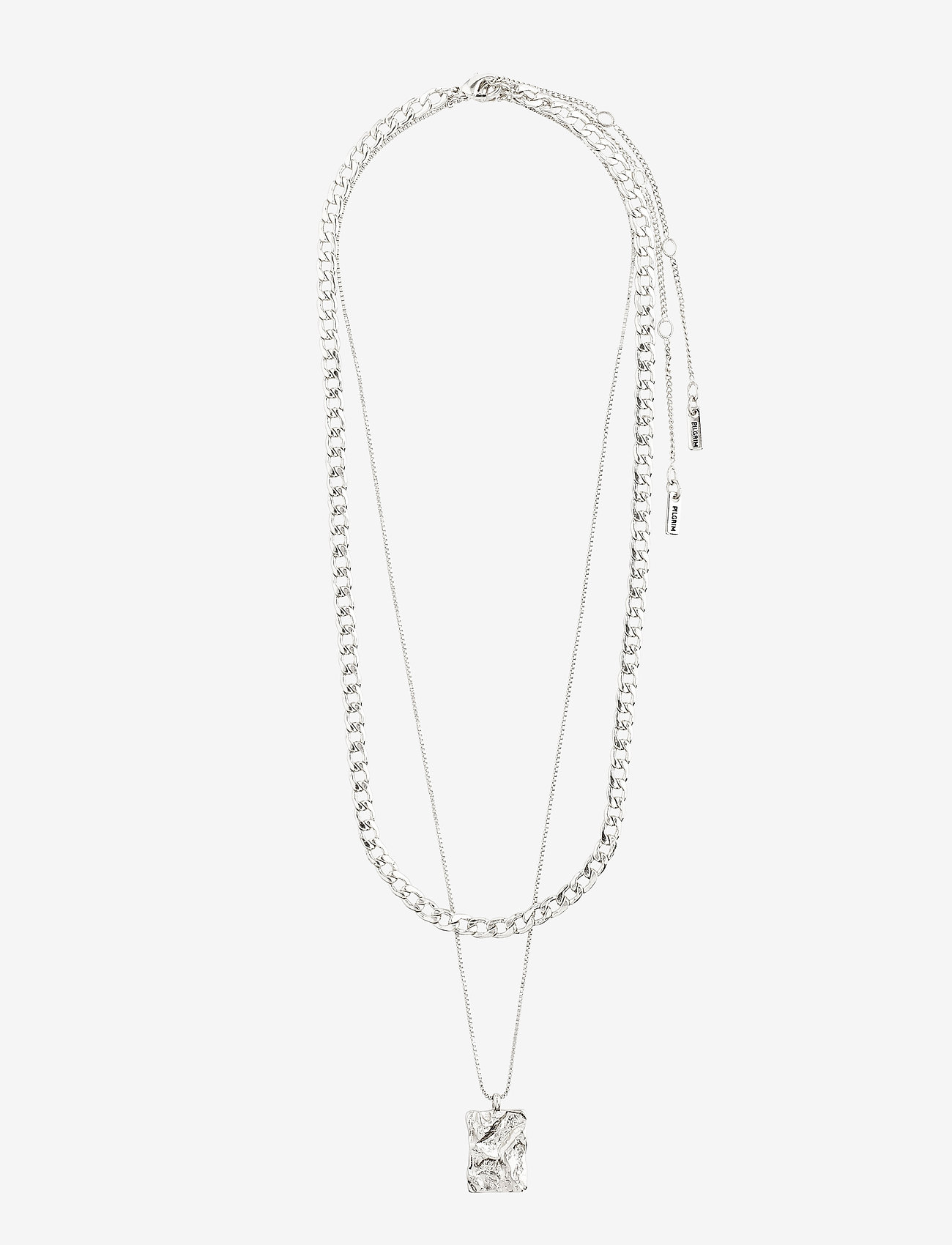Pilgrim - BATHILDA recycled 2-in-1 necklace - silver plated - 2