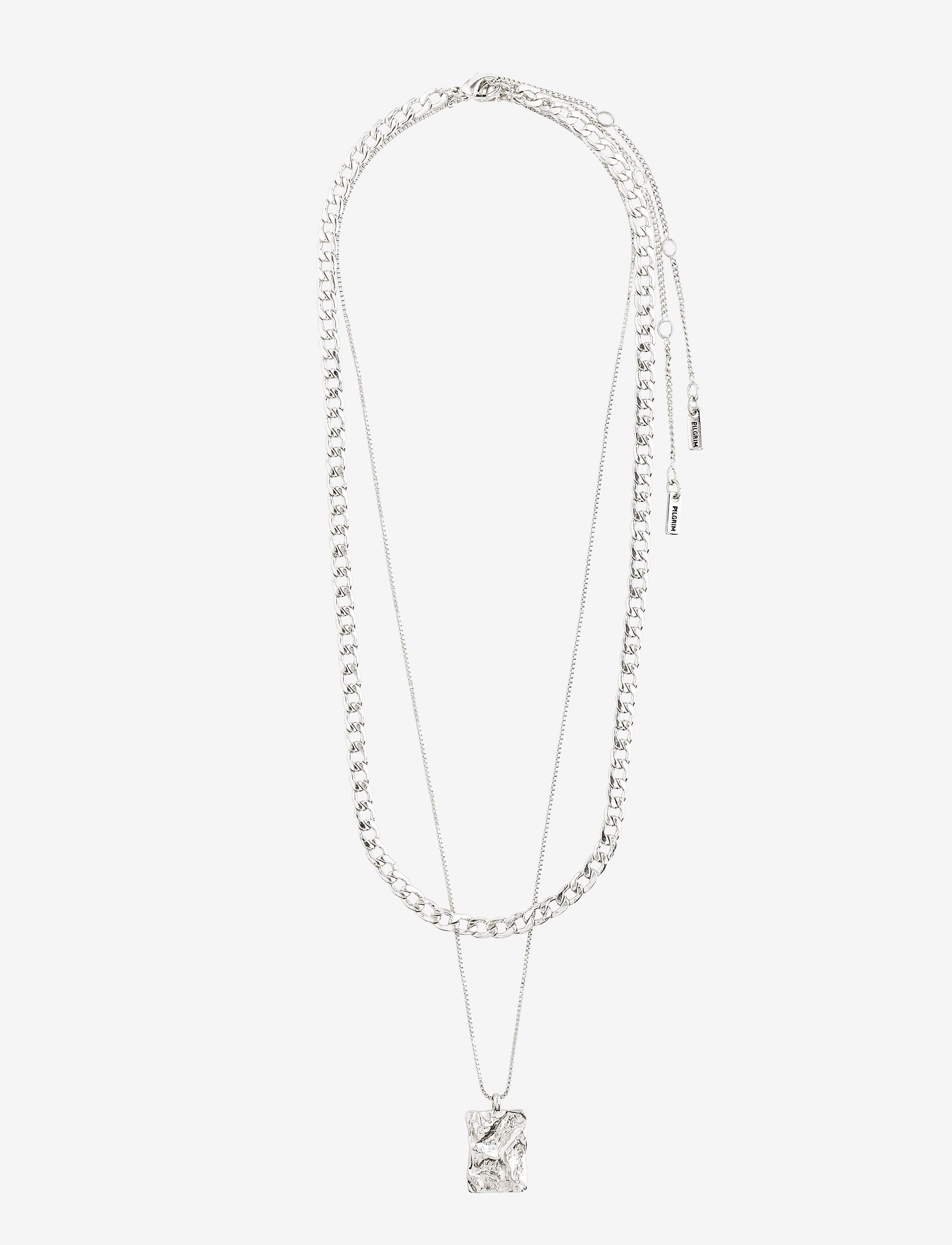 Pilgrim - BATHILDA recycled 2-in-1 necklace - silver plated - 2