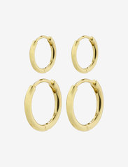 Pilgrim - ARIELLA huggie hoop earrings 2-in-1 set gold-plated - riņķveida auskari - gold plated - 0