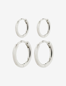 ARIELLA huggie hoop earrings 2-in-1 set silver-plated, Pilgrim