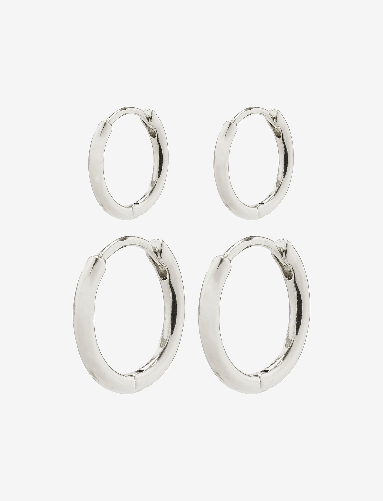 Pilgrim - ARIELLA huggie hoop earrings 2-in-1 set silver-plated - korvarenkaat - silver plated - 0