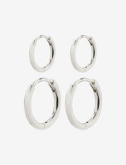 Pilgrim - ARIELLA huggie hoop earrings 2-in-1 set silver-plated - hopen - silver plated - 0