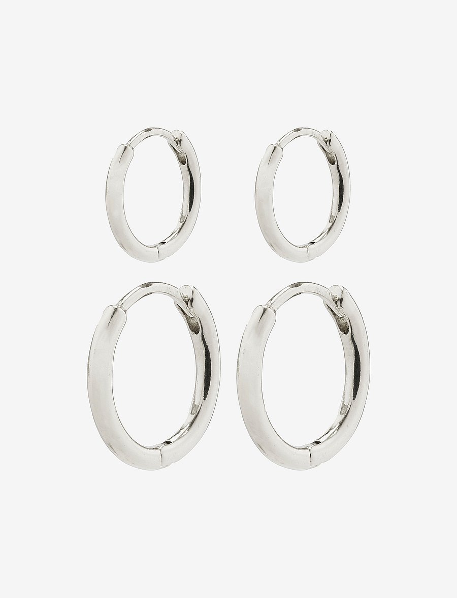 Pilgrim - ARIELLA recycled hoop earrings 2-in-1 set - creoler & hoops - silver plated - 1