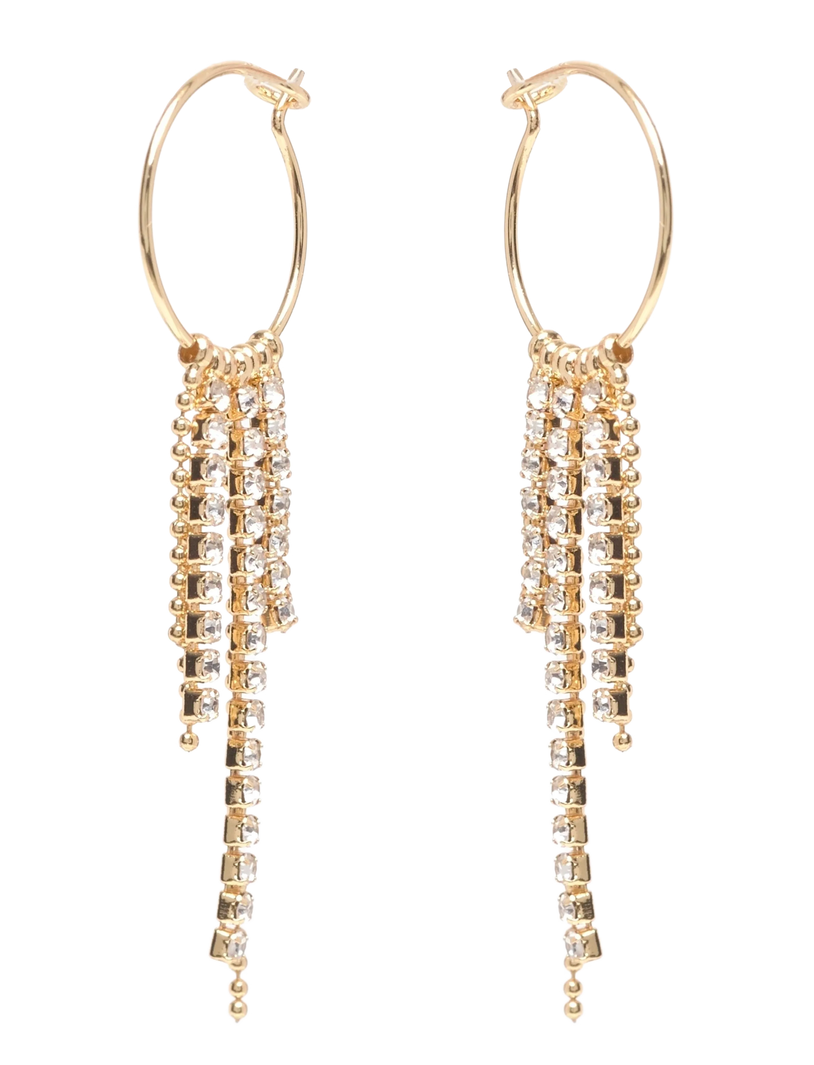 Pilgrim MAJA crystal waterfall hoop earrings gold-plated - Pilgrim - GOLD PLATED / gold